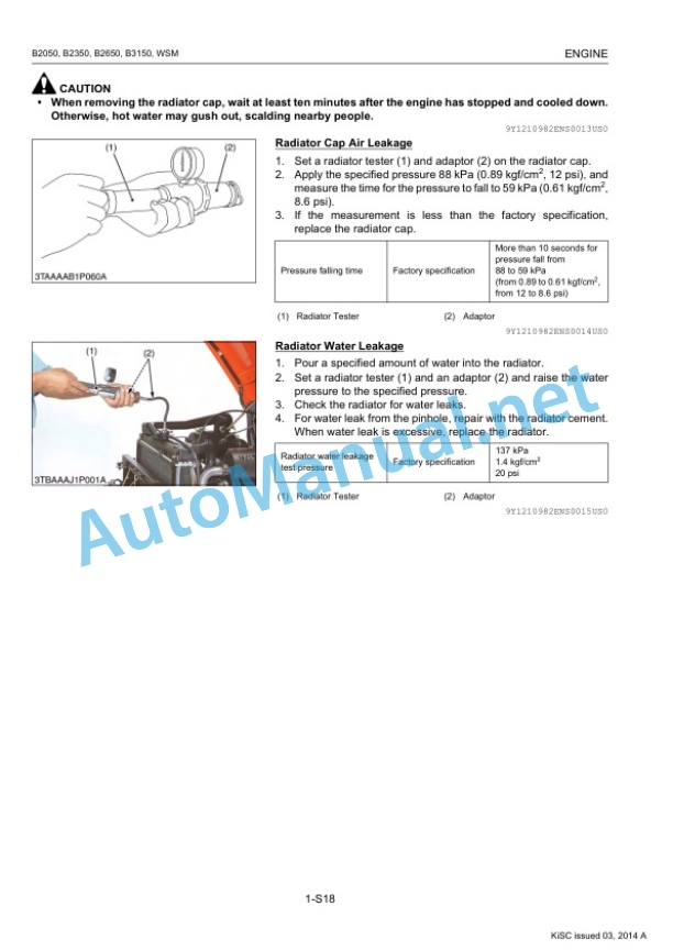 Alternative view of Kubota B2050, B2350, B2650, B3150 Tractor Workshop Manual PDF