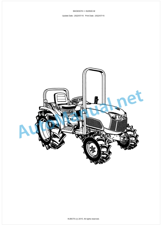 Kubota B2050D-M Parts Manual PDF BKIDK5078