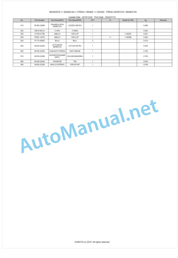 Kubota B2050D-M Parts Manual PDF BKIDK5078 4 Kubota B2050D-M Parts Manual PDF BKIDK5078-4