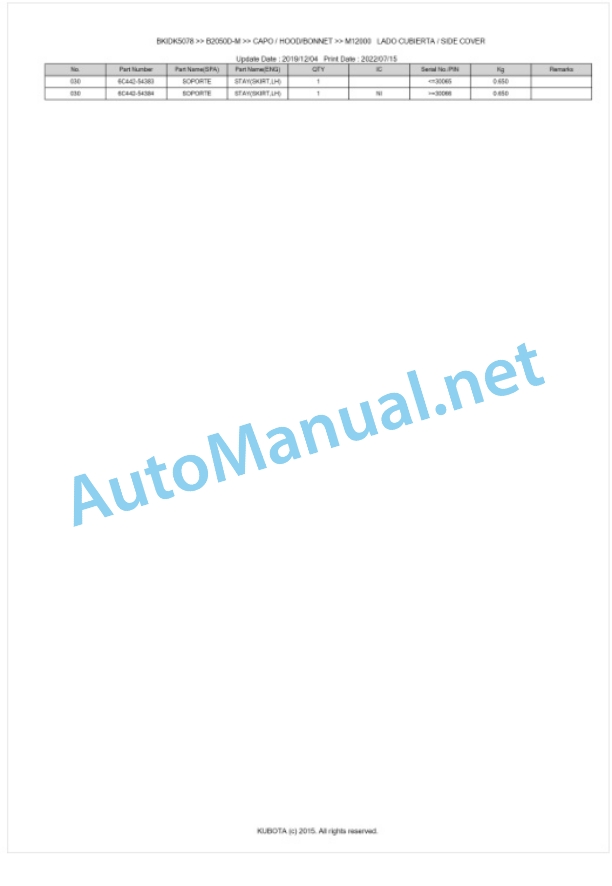 Kubota B2050D-M Parts Manual PDF BKIDK5078 5 Kubota B2050D-M Parts Manual PDF BKIDK5078-5