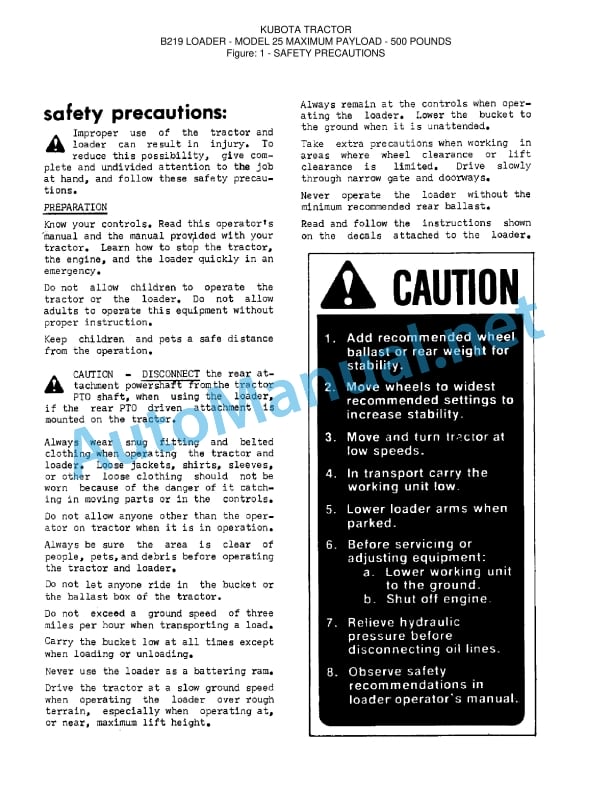 Kubota B219 Loader Parts Manual PDF