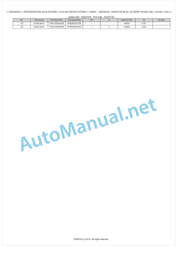 Kubota B2230HDB, B2530HDB Tractor Parts Manual PDF BKIDK0632 2 Kubota B2230HDB, B2530HDB Tractor Parts Manual PDF BKIDK0632-2