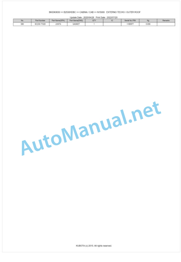 Kubota B2230HDBC, B2530HDBC Tractor Parts Manual PDF BKIDK0630 5 Kubota B2230HDBC, B2530HDBC Tractor Parts Manual PDF BKIDK0630-5