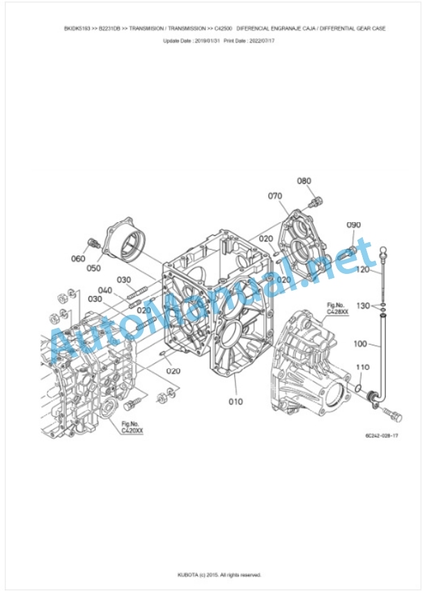 Kubota B2231DB Tractor Parts Manual PDF BKIDK5193-3