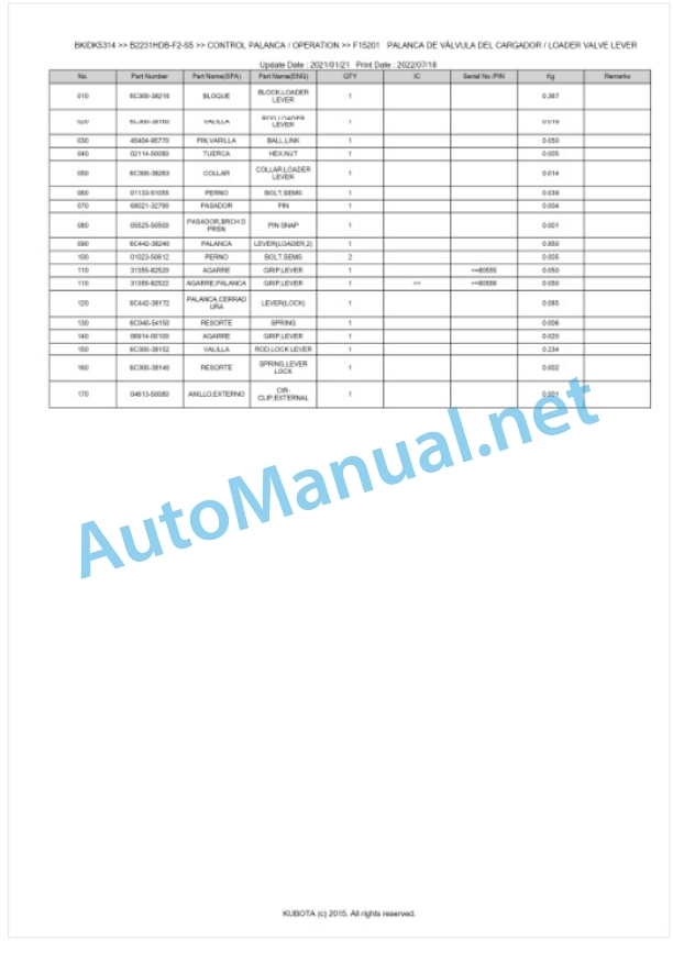 Kubota B2231HDB-F2-S5 Tractor Parts Manual PDF BKIDK5314 4 Kubota B2231HDB-F2-S5 Tractor Parts Manual PDF BKIDK5314-4