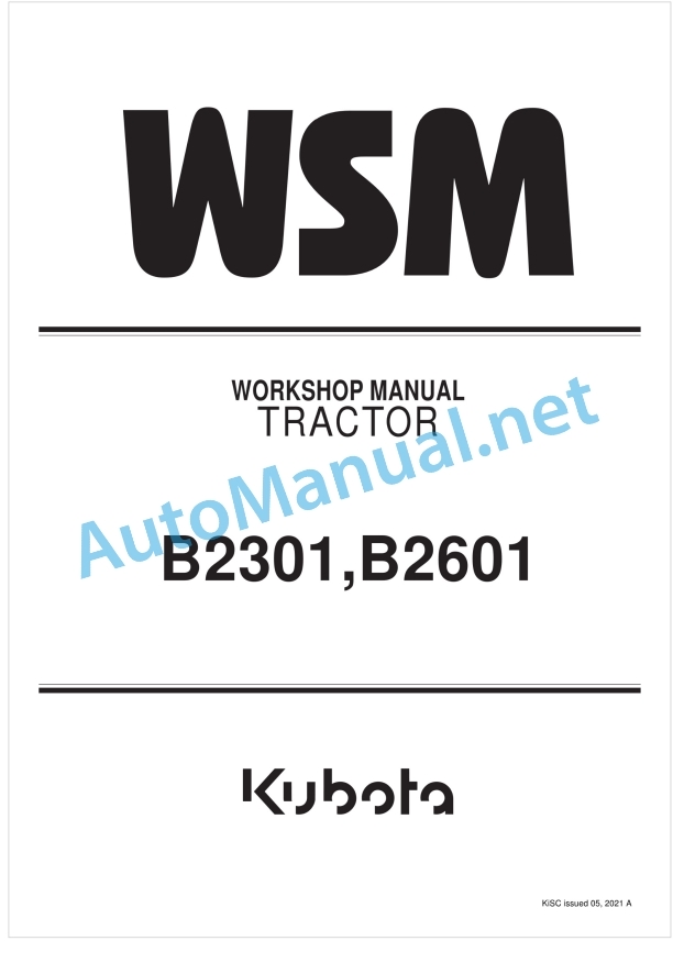 Kubota B2301, B2601 Tractor Workshop Manual PDF