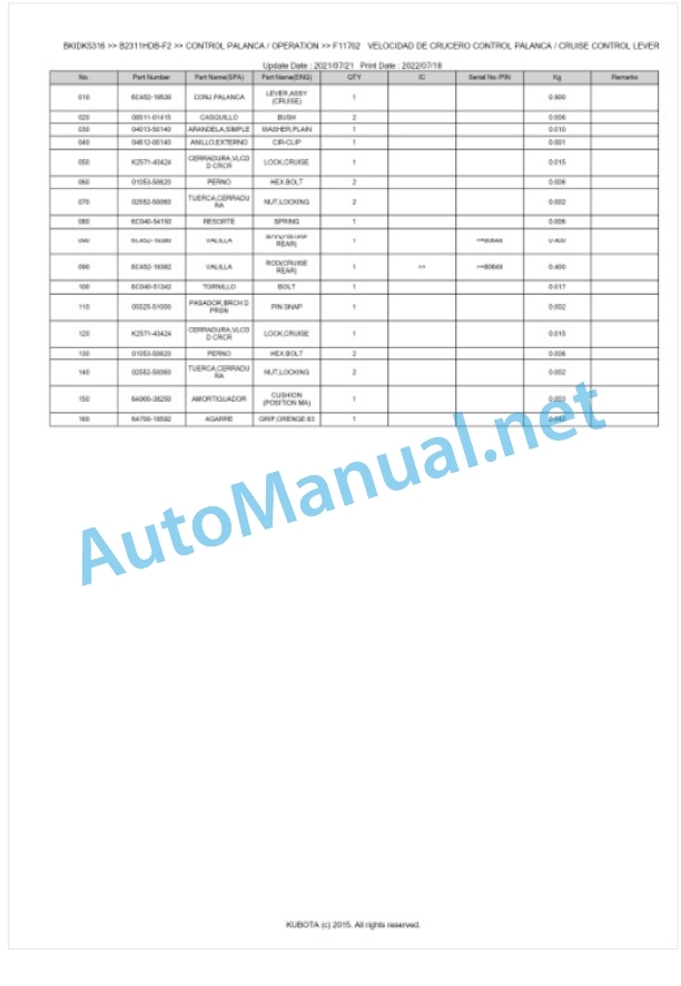 Kubota B2311HDB-F2 Tractor Parts Manual PDF BKIDK5316 4 Kubota B2311HDB-F2 Tractor Parts Manual PDF BKIDK5316-4