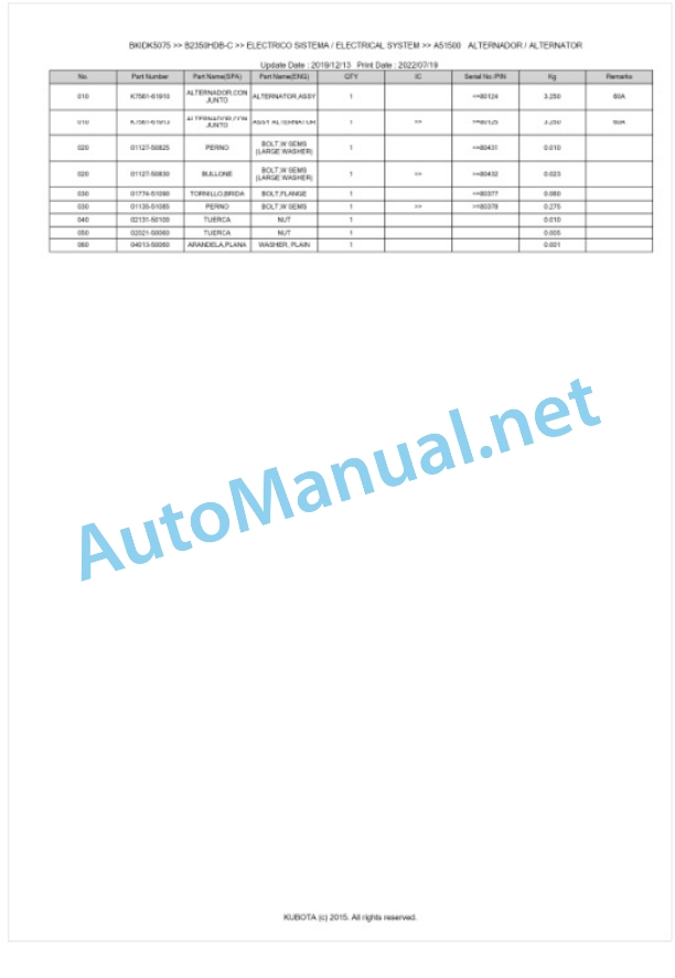 Kubota B2350HDB-C Tractor Parts Manual PDF BKIDK5075 2 Kubota B2350HDB-C Tractor Parts Manual PDF BKIDK5075-2