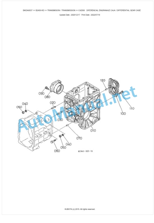 Kubota B2400-HD Parts Manual PDF BKIDA0037-3