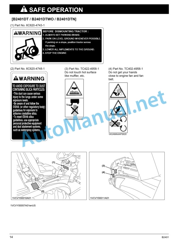 Kubota B2401DT, B2401DTOW, B2401DTN Tractor Operators Manual PDF 2 Kubota B2401DT, B2401DTOW, B2401DTN Tractor Operators Manual PDF - Image 2