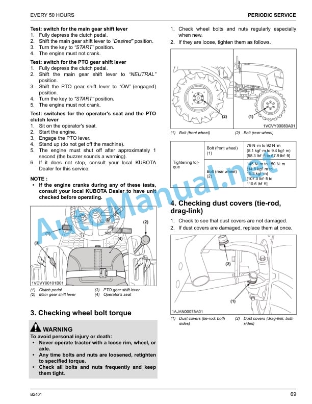 Kubota B2401DT, B2401DTOW, B2401DTN Tractor Operators Manual PDF 5 Kubota B2401DT, B2401DTOW, B2401DTN Tractor Operators Manual PDF - Image 5