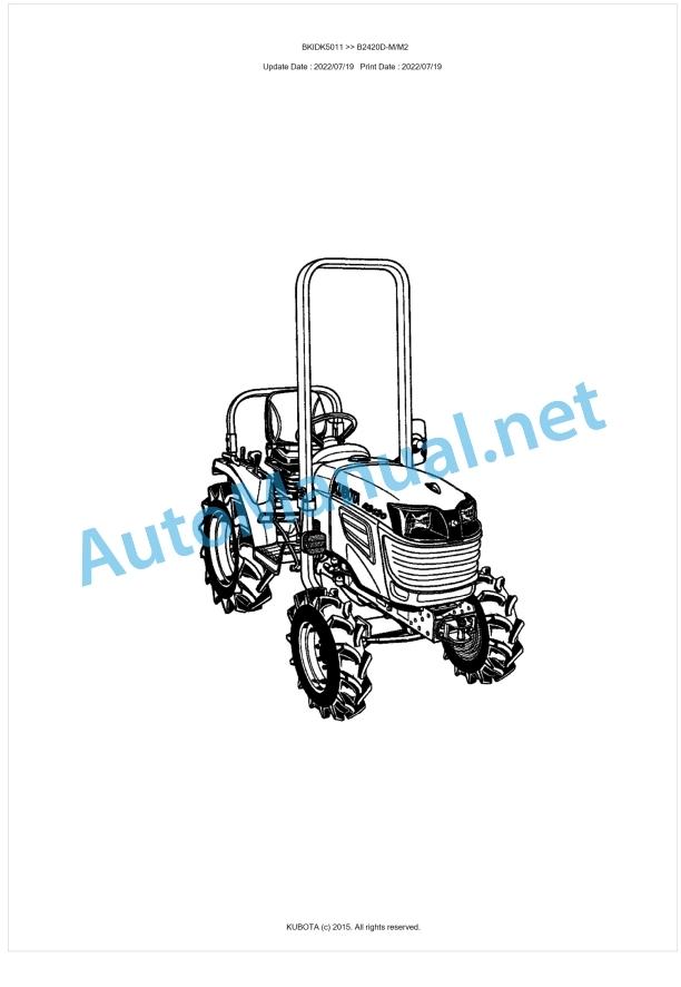 Kubota B2420D-M, M2 Parts Manual PDF BKIDK5011