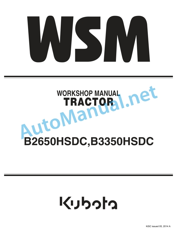 Kubota B2650HSDC, B3350HSDC Tractor Workshop Manual PDF