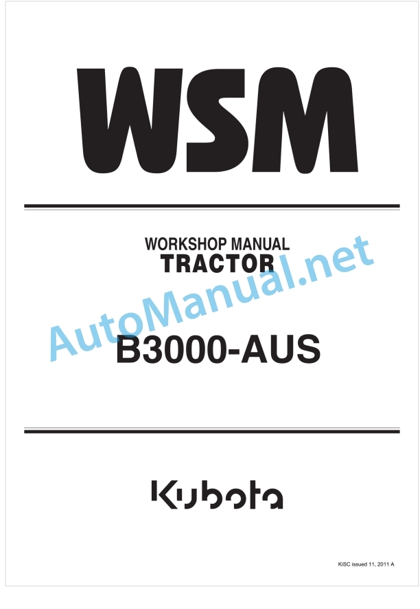Kubota B3000-AUS Tractor Workshop Manual PDF AUS
