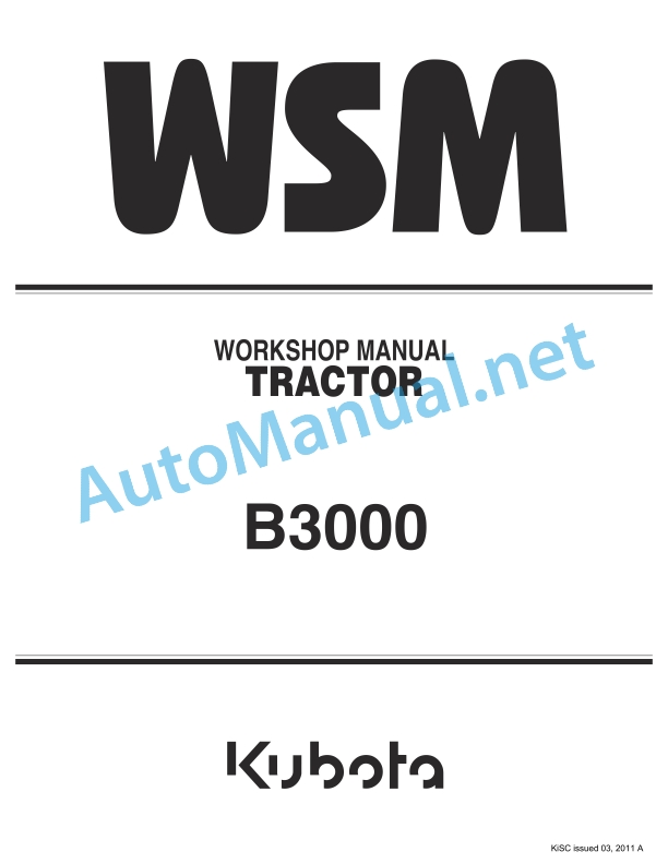 Kubota B3000 Tractor Workshop Manual PDF EN