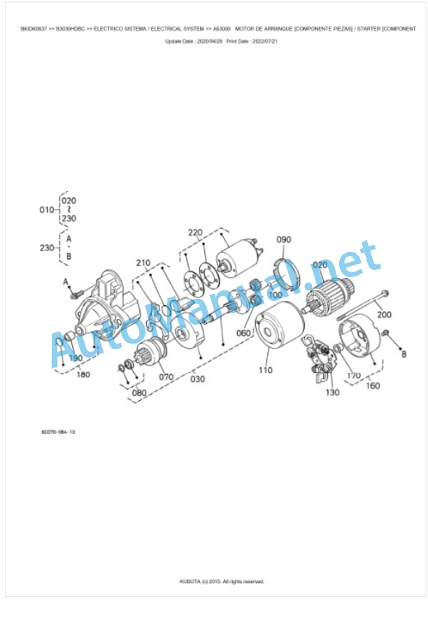 Kubota B3030HDBC Tractor Parts Manual PDF BKIDK0637 2 Kubota B3030HDBC Tractor Parts Manual PDF BKIDK0637-2
