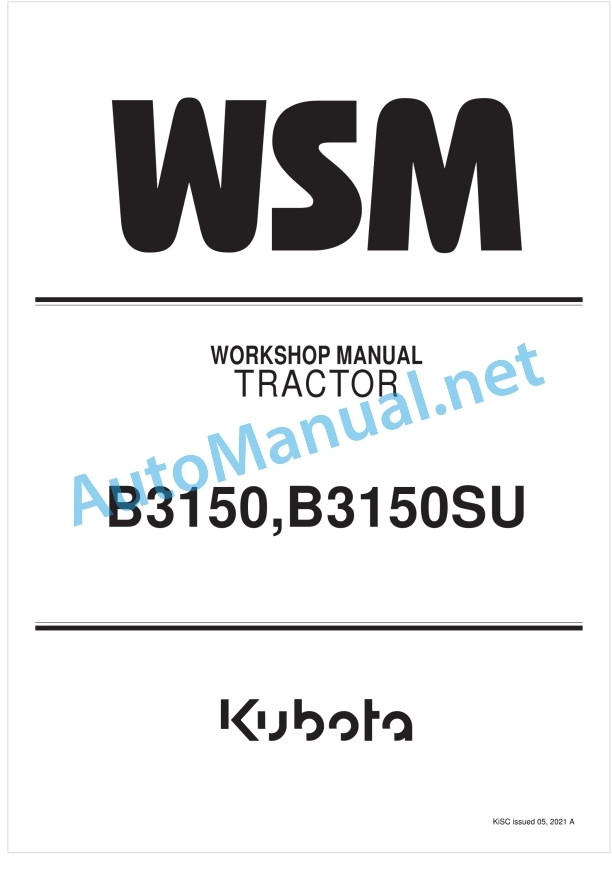 Kubota B3150, B3150SU Tractor Workshop Manual PDF