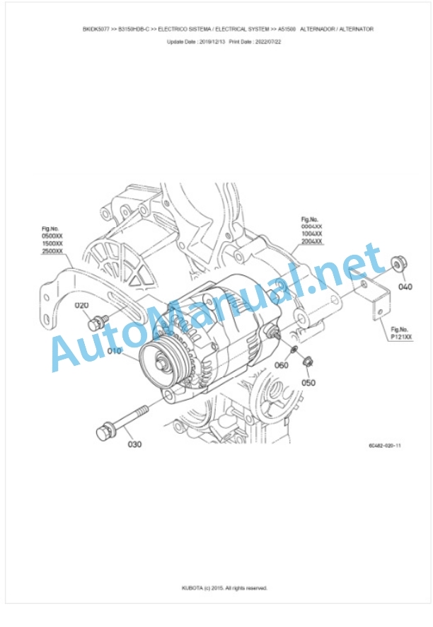 Kubota B3150HDB-C Tractor Parts Manual PDF BKIDK5077-2