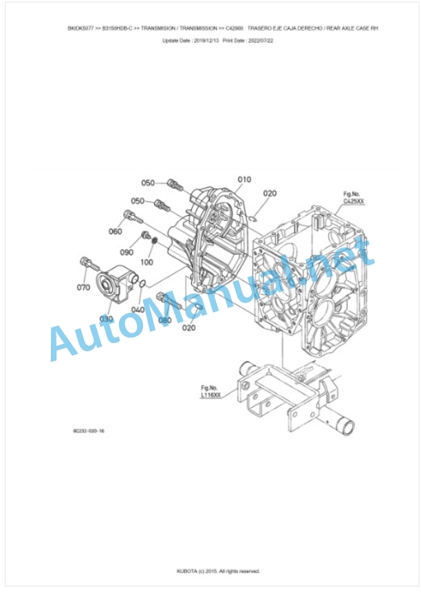 Kubota B3150HDB-C Tractor Parts Manual PDF BKIDK5077-3