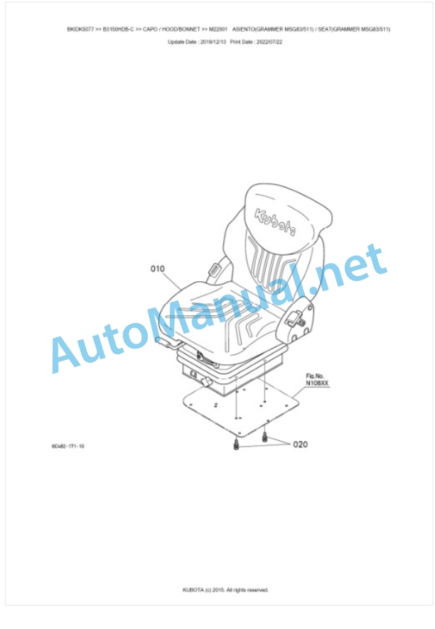 Kubota B3150HDB-C Tractor Parts Manual PDF BKIDK5077-5