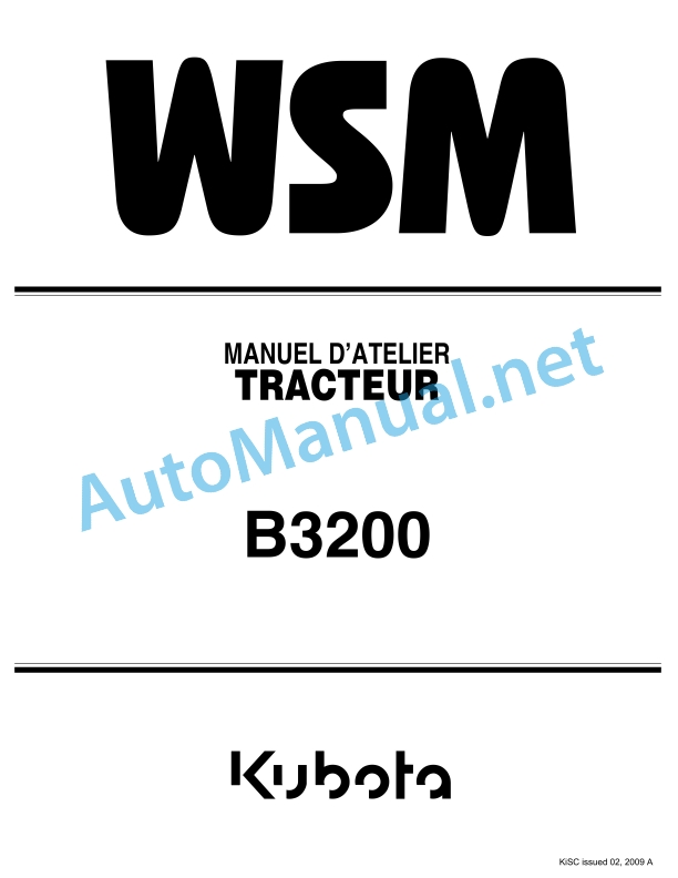 Kubota B3200 Tractor Workshop Manual PDF FR