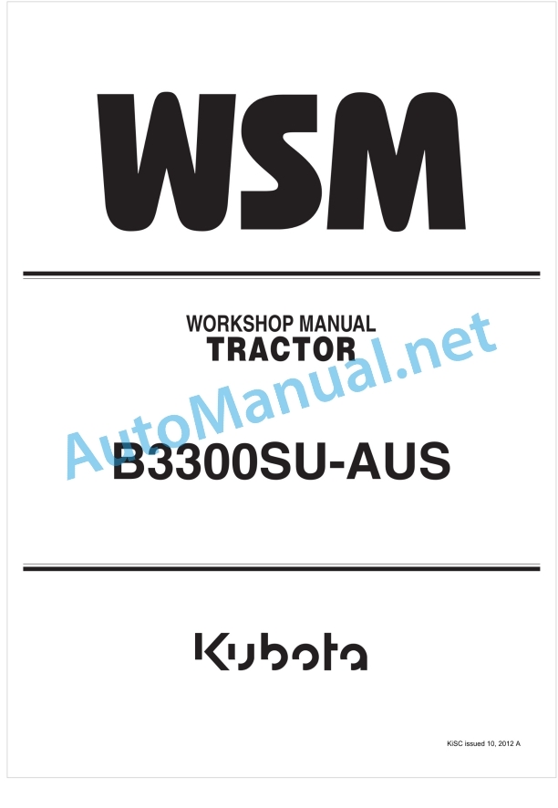 Kubota B3300SU-AUS Tractor Workshop Manual PDF