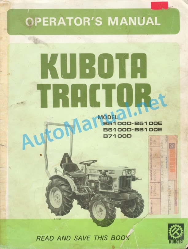Kubota B5100D, B5100E, B6100D, B6100E, B7100D Tractor Operators Manual PDF 1 Kubota B5100D, B5100E, B6100D, B6100E, B7100D Tractor Operators Manual PDF