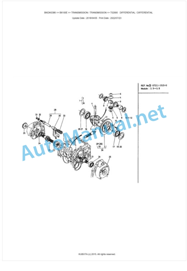 Kubota B6100E Parts Manual PDF BIKDK0386-3
