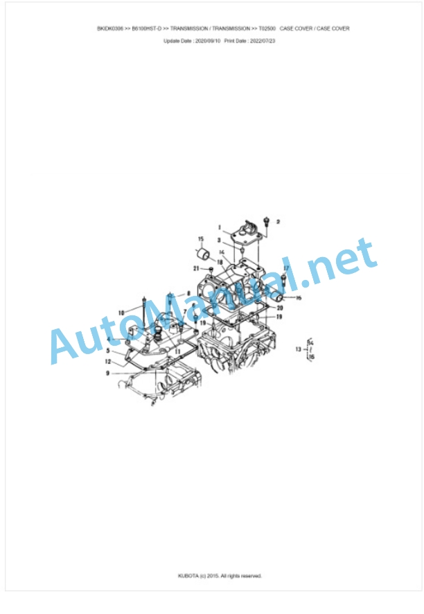 Kubota B6100HST-D Parts Manual PDF BIKDK0306-3