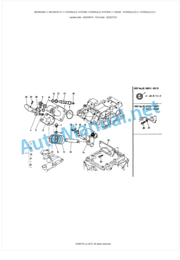Kubota B6100HST-D Parts Manual PDF BIKDK0306-5