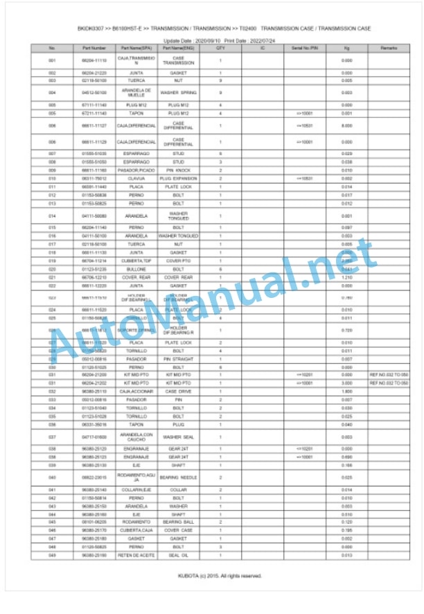 Kubota B6100HST-E Parts Manual PDF BIKDK0307 3 Kubota B6100HST-E Parts Manual PDF BIKDK0307-3