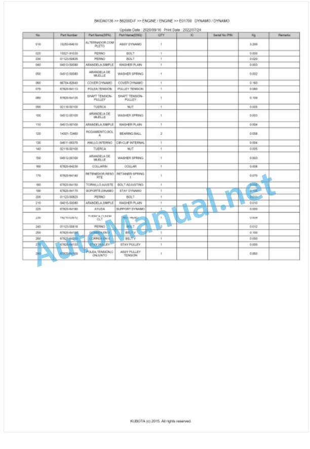 Kubota B6200D-F Parts Manual PDF BKIDA0136 2 Kubota B6200D-F Parts Manual PDF BKIDA0136-2