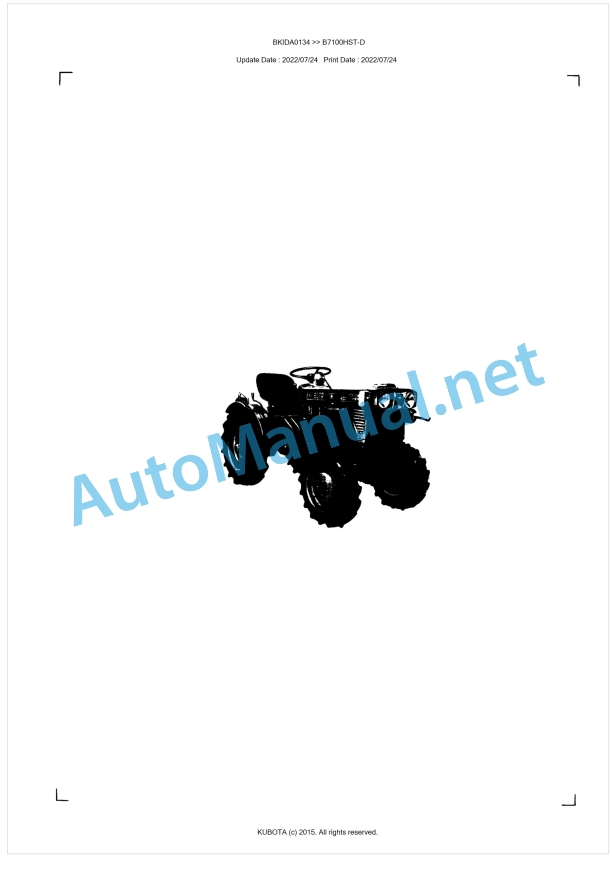 Kubota B7100HST-D Parts Manual PDF BIKDA0134