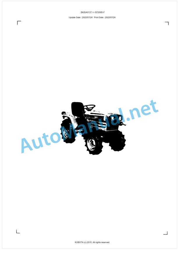 Kubota B7200D-F Parts Manual PDF BIKDA0137