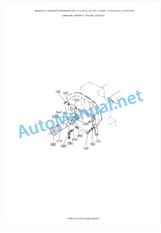 Kubota B7200HSTD-P, B7200HSTD-GPT Parts Manual PDF BIKDA0132 4 Kubota B7200HSTD-P, B7200HSTD-GPT Parts Manual PDF BIKDA0132-4