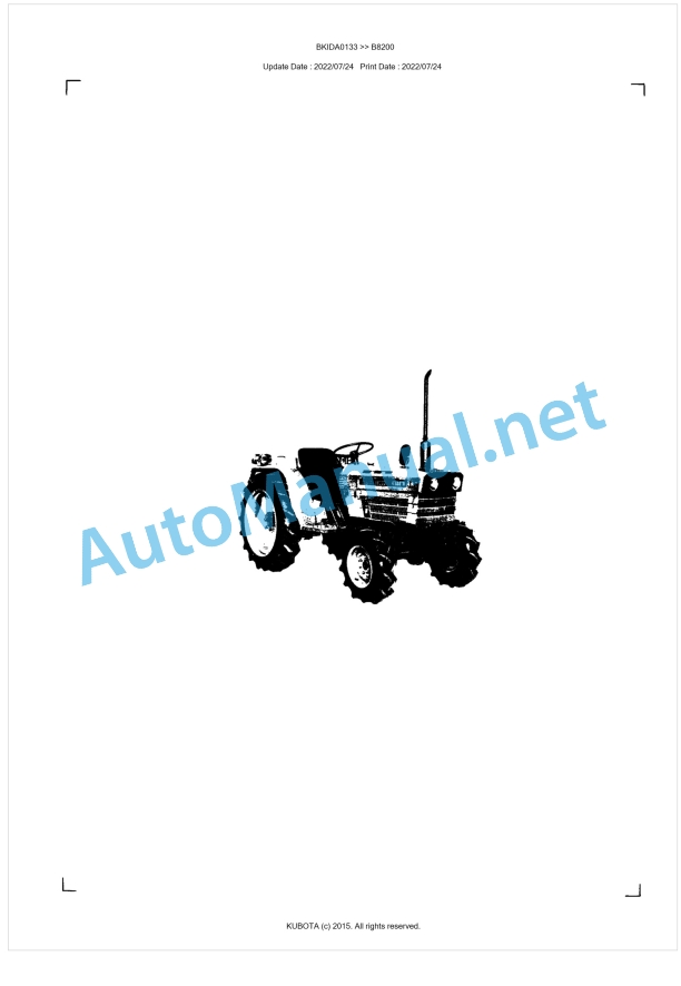 Kubota B8200 Parts Manual PDF BKIDA0133