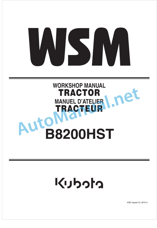 Kubota B8200HST Tractor Workshop Manual PDF
