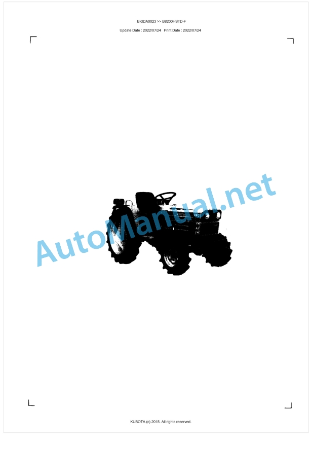 Kubota B8200HSTD-F Parts Manual PDF BKIDA0023