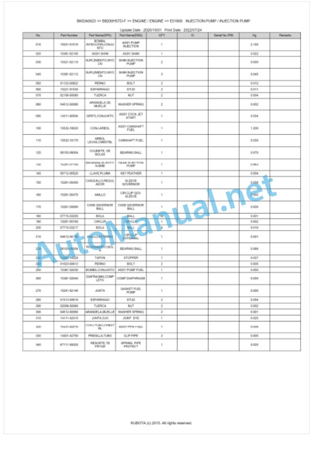 Kubota B8200HSTD-F Parts Manual PDF BKIDA0023 2 Kubota B8200HSTD-F Parts Manual PDF BKIDA0023-2