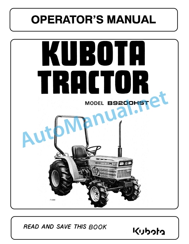 Kubota B9200 Operators Manual PDF