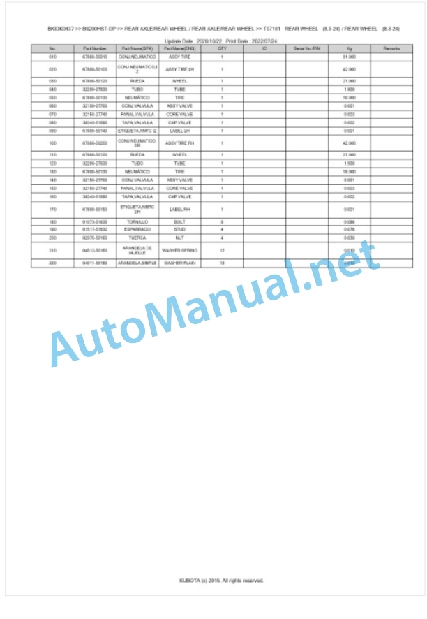Kubota B9200HST-DP Parts Manual PDF BKIDK0437 4 Kubota B9200HST-DP Parts Manual PDF BKIDK0437-4