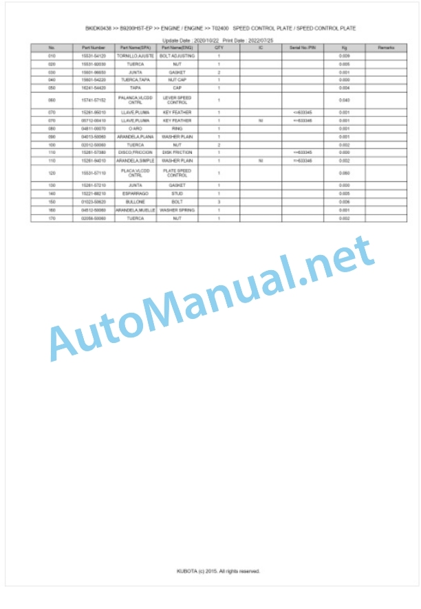 Kubota B9200HST-EP Parts Manual PDF BKIDK0438 2 Kubota B9200HST-EP Parts Manual PDF BKIDK0438-2