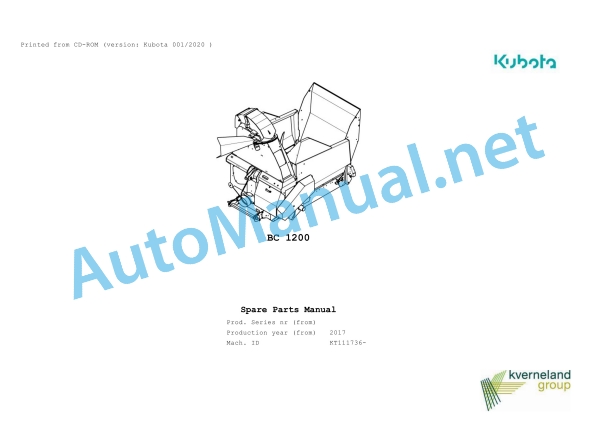 Kubota BC 1200 Parts Manual PDF