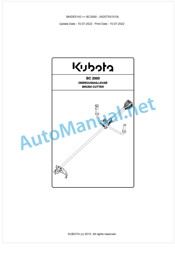 Kubota BC2000 Parts Manual PDF BKIDE5143