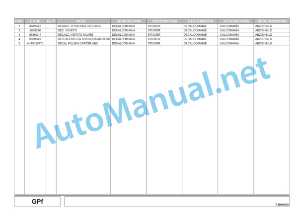 Kubota BF2250 F SII (T-N-NT) Baler Parts Manual PDF 5 Kubota BF2250 F SII (T-N-NT) Baler Parts Manual PDF-5