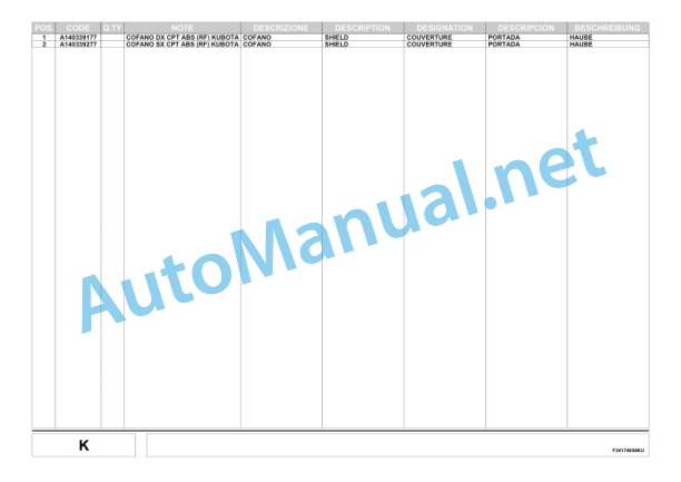 Kubota BF2255 R (T-N-NT) Baler Parts Manual PDF 5 Kubota BF2255 R (T-N-NT) Baler Parts Manual PDF-5