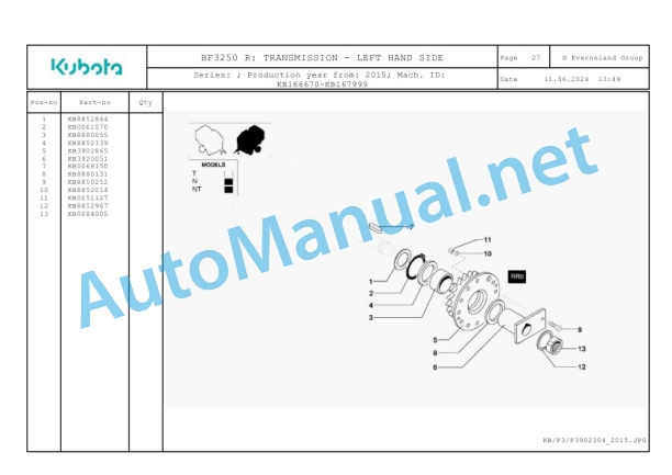 Kubota BF3250 R Parts Manual PDF 2 Kubota BF3250 R Parts Manual PDF-2