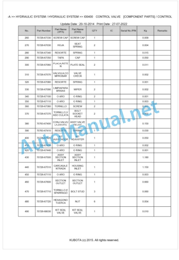 Kubota BF350-A Parts Manual PDF BKIDK0020 3 Kubota BF350-A Parts Manual PDF BKIDK0020-3