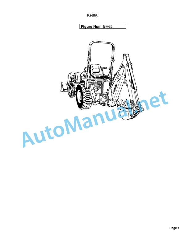 Kubota BH65 Backhoe Parts Manual PDF