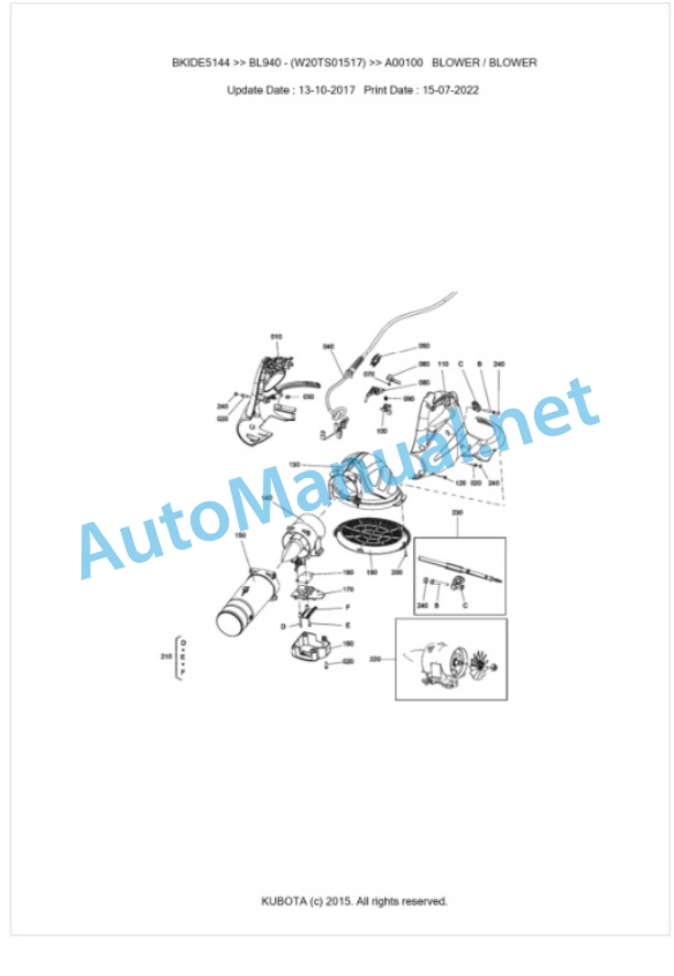 Kubota BL940 Parts Manual PDF BIKDE5144 3 Kubota BL940 Parts Manual PDF BIKDE5144-3